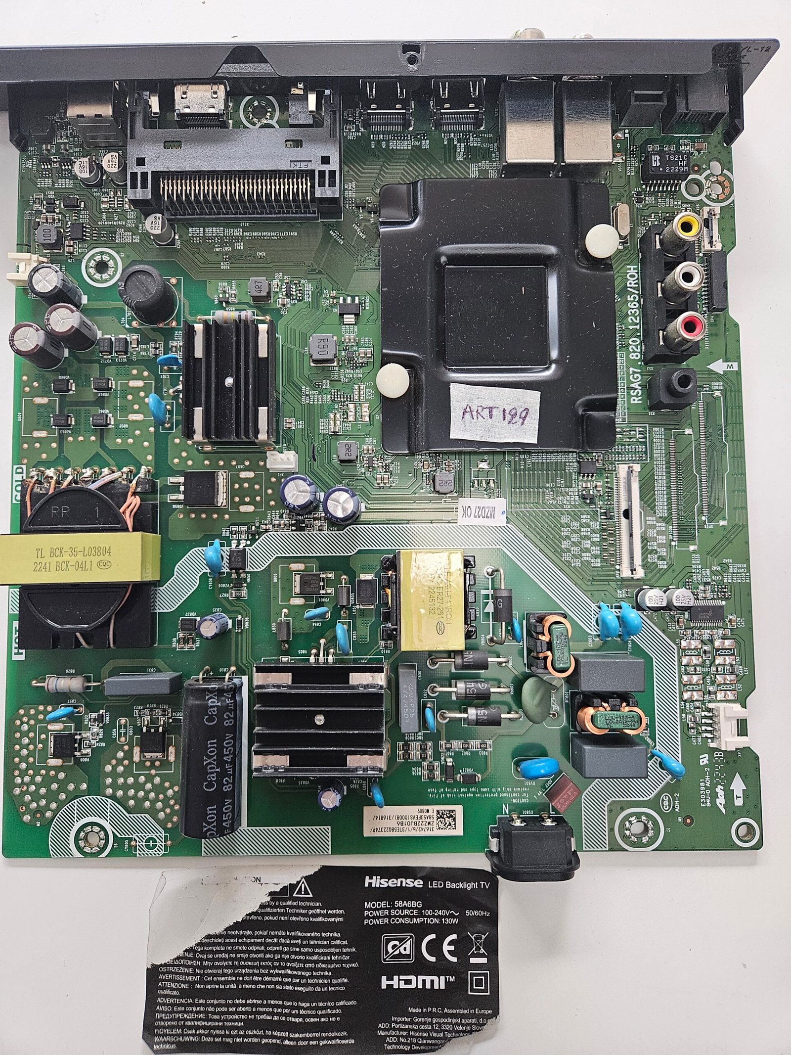 Carte Mère Principale Pour Téléviseur Hisense LTDN40K370WTEU 40" - Référence RSAG7.820.5880/ROH - Occasion Fonctionnelle
